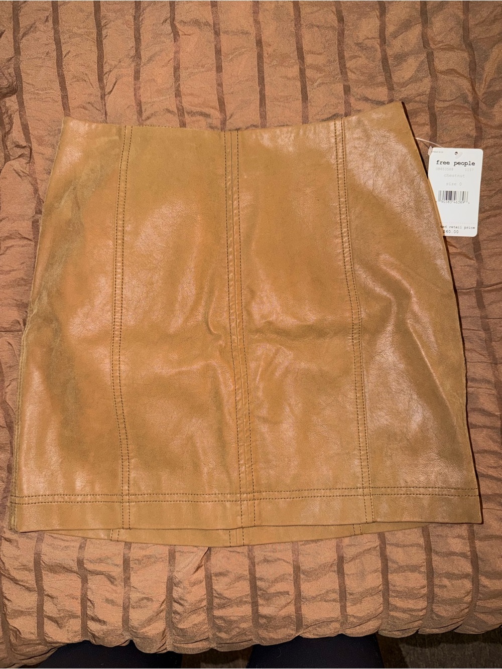 Free People Tan Leather Panel Mini Skirt